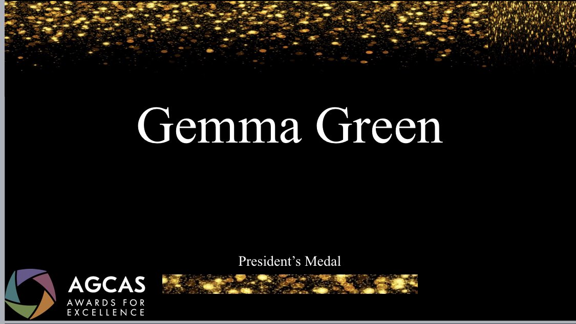 gemma_IHE's tweet photo. Thank you @AGCAS for my President’s Medal! 

Such a pleasure to be in the tremendous company of the legends that are @CareerJules @TerryDrayKeele Janice Montgomery Tom Davie Jane Conway and Bob Gilworth 

Does that mean I can retire now? #AGCASAC22 https://t.co/812PdAl4tH