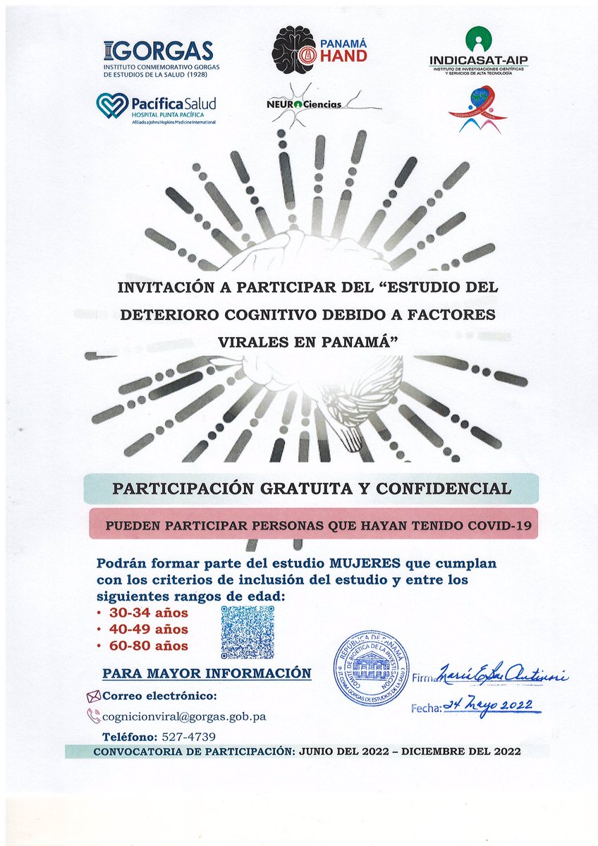 InstitutoGorgas's tweet photo. ¡Estamos en Colón! Participa en nuestro estudio de Deterioro Cognitivo Debido a Factores Virales en Panamá. 🇵🇦 https://t.co/mKqHLSqCD7