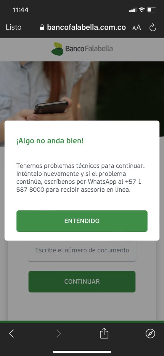 Ca_prz's tweet photo. @BcoFalabellaCo buenos días ..
Tienen algún problema en sus plataformas llevo intentando ingresar todo el día y me sale esto en cualquier transacción que quiera hacer gracias https://t.co/e9qPmLtMtw
