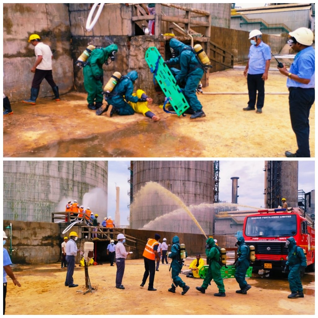 04NDRF's tweet photo. 🔶Incoordination with @chennaicorp and @ChennaiMfl, @04NDRF-Arakkonam Conducted Mock Exercise.
🔶:Scenario:  "Chemical Emergency" ☠️
🔶:Location:  Madras Fertilisers Limited, Manali, Chennai
@NDRFHQ 
@AtulKarwal 
@ndmaindia
@tnsdma 
@FireTamilnadu
@pibchennai https://t.co/JdF9AVH5yd