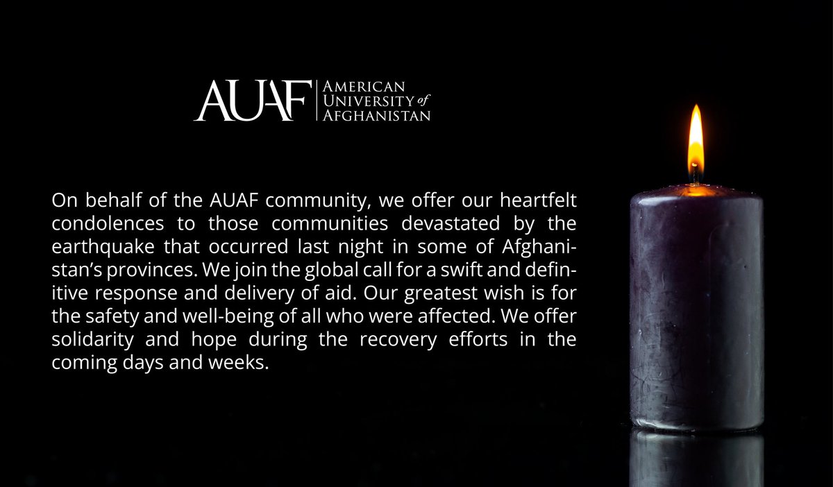 AUAfghanistan's tweet photo. In our prayers and thoughts. #earthquake #Afghanistan https://t.co/1psHln34uh