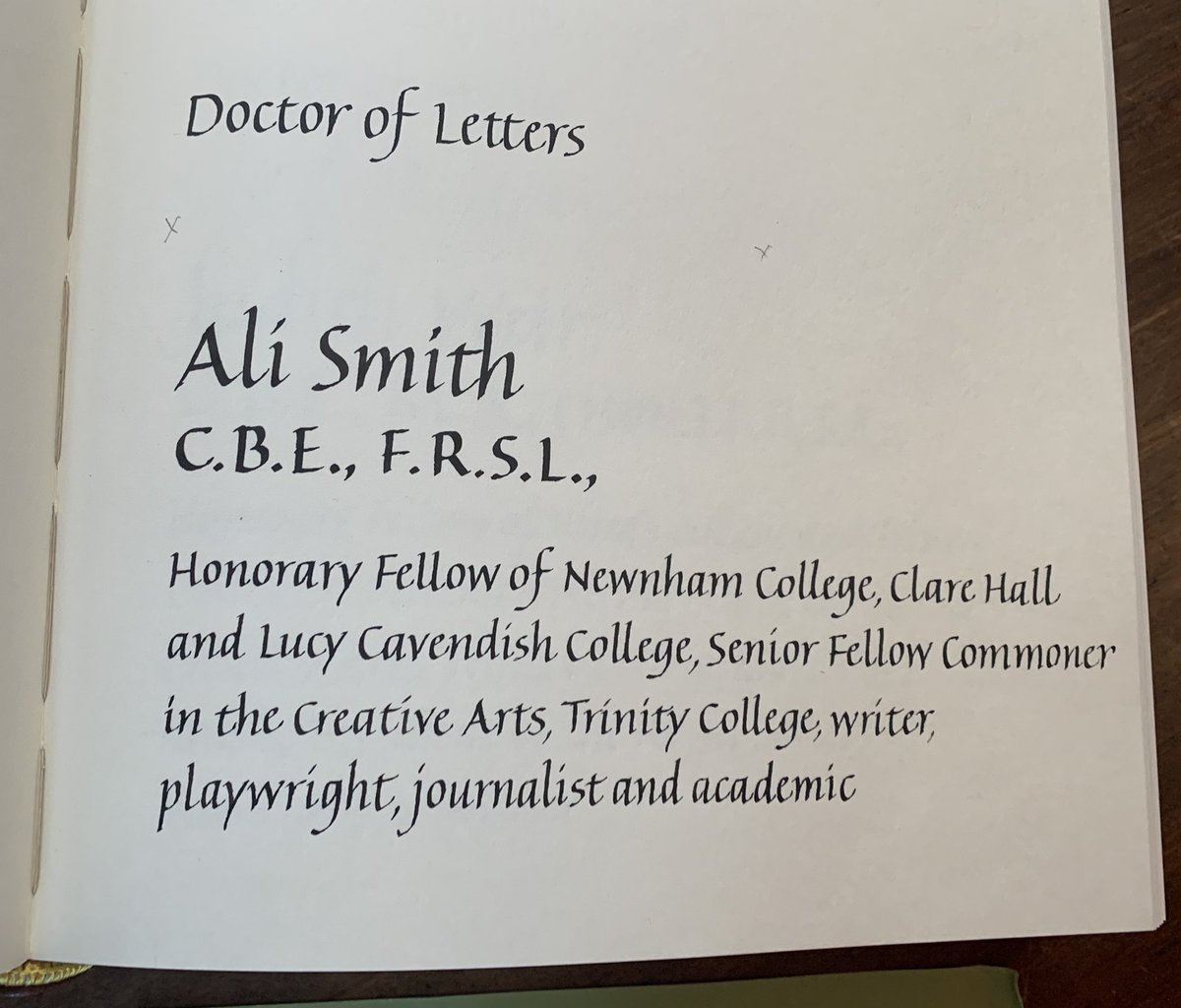 alisonroseNC's tweet photo. Such a privilege to attend the award of an honorary Doctor of Letters to our alumna and Honorary Fellow @Newnham_College Ali Smith. https://t.co/9xCrjCI5Pc