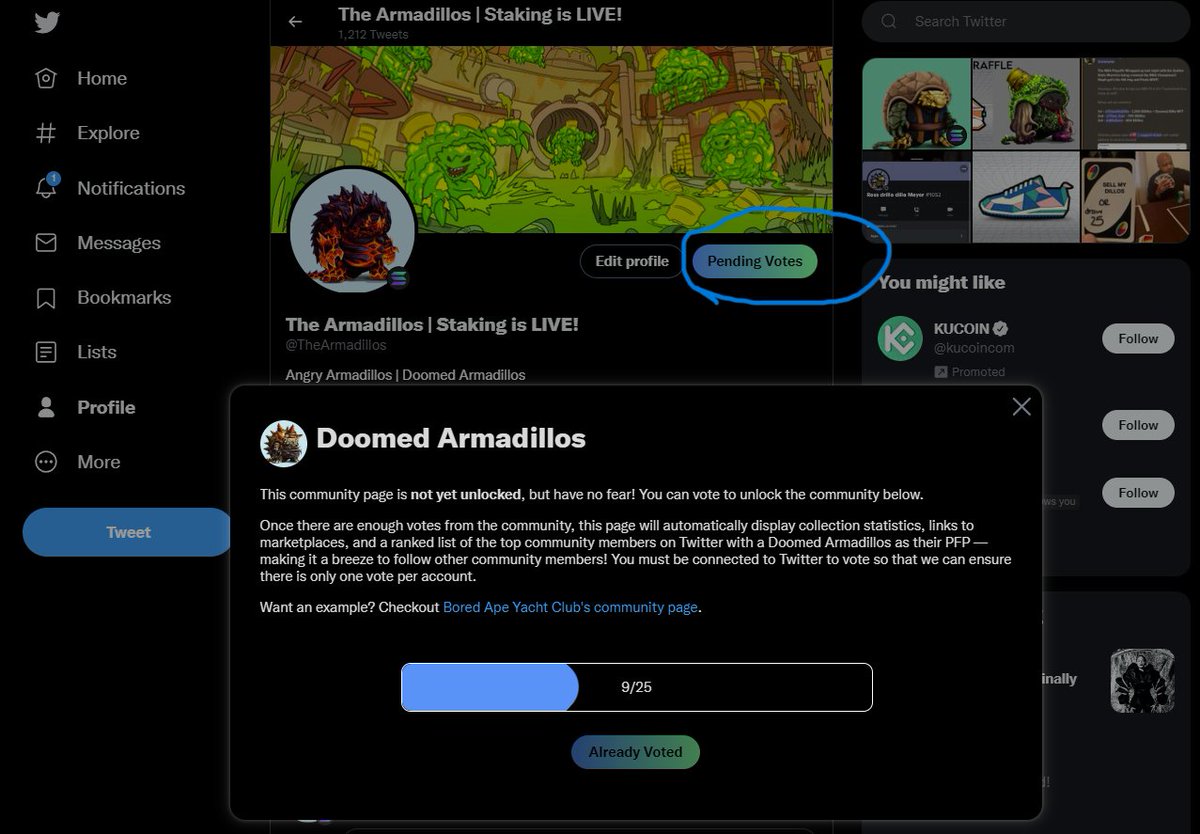 TheArmadillos's tweet photo. We have recently linked up with @nftinspect So we are going to need all of our Dillo Holders to vote for our community to be unlocked! if you aren't already using NFT Inspect get the chrome extension NOW! #SolanaNFT https://t.co/30j0rdJy98