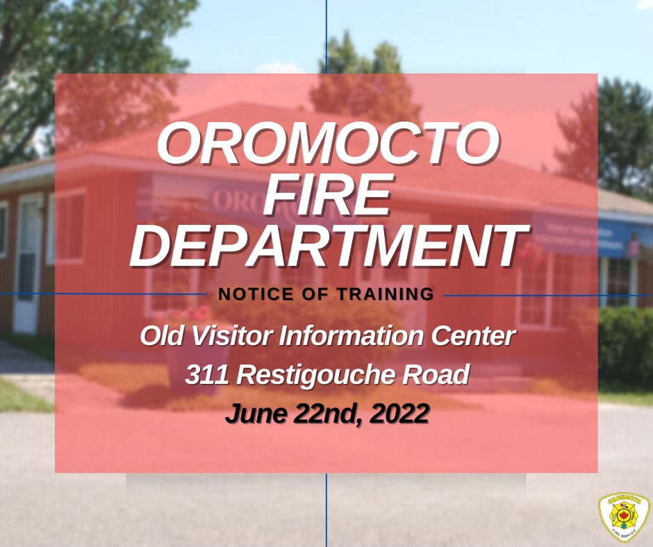 The Oromocto FD will be conducting training which will include the burning of the old VIC located at 311 Restigouche Road tonight.
If you notice emergency vehicles, as well as signs of fire, note that this is not cause for concern and emergency services do not need to be notified