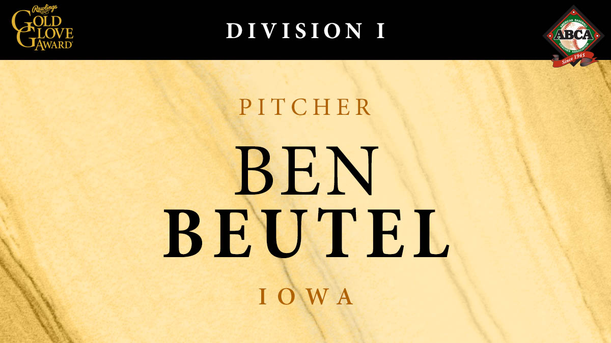 Your 2022 NCAA Division I <a href="/ABCA1945/">ABCA</a>
 / Rawlings Gold Glove Award Winner: Pitcher - Ben Beutel
#RawlingsGoldGloveAward