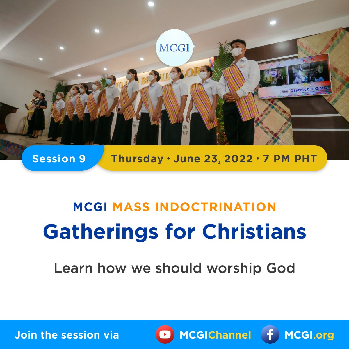 Ordinary meetings of men have specific elements for a smooth flow of discussion. 

But how are they different from Christian gatherings? 

Tune in to our live broadcast later at 7 p.m. PHT via mcgi.org/live. 

What Christian Gatherings Are Like
#PureDoctrinesOfChrist