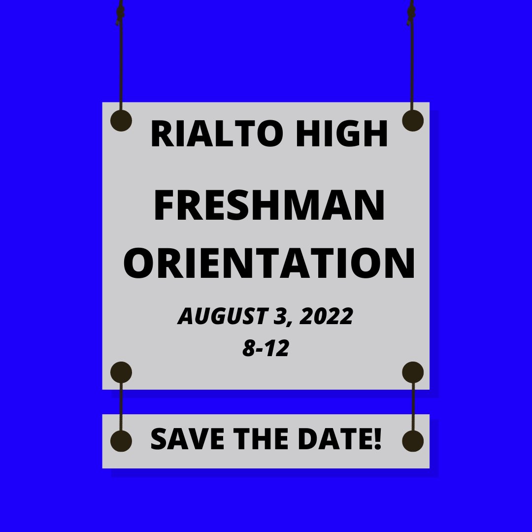 Save the Date! Freshman Orientation for the Class of 2026 will be from 8-12 on August 3, 2022. More details to come!