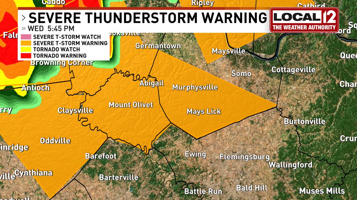 A Severe Thunderstorm WARNING has been issued for Mason, Robertson, Bracken until 6/22 6:30PM. Seek shelter indoors away from windows. Visit local12.com for updated radar and to download The Weather Authority App.