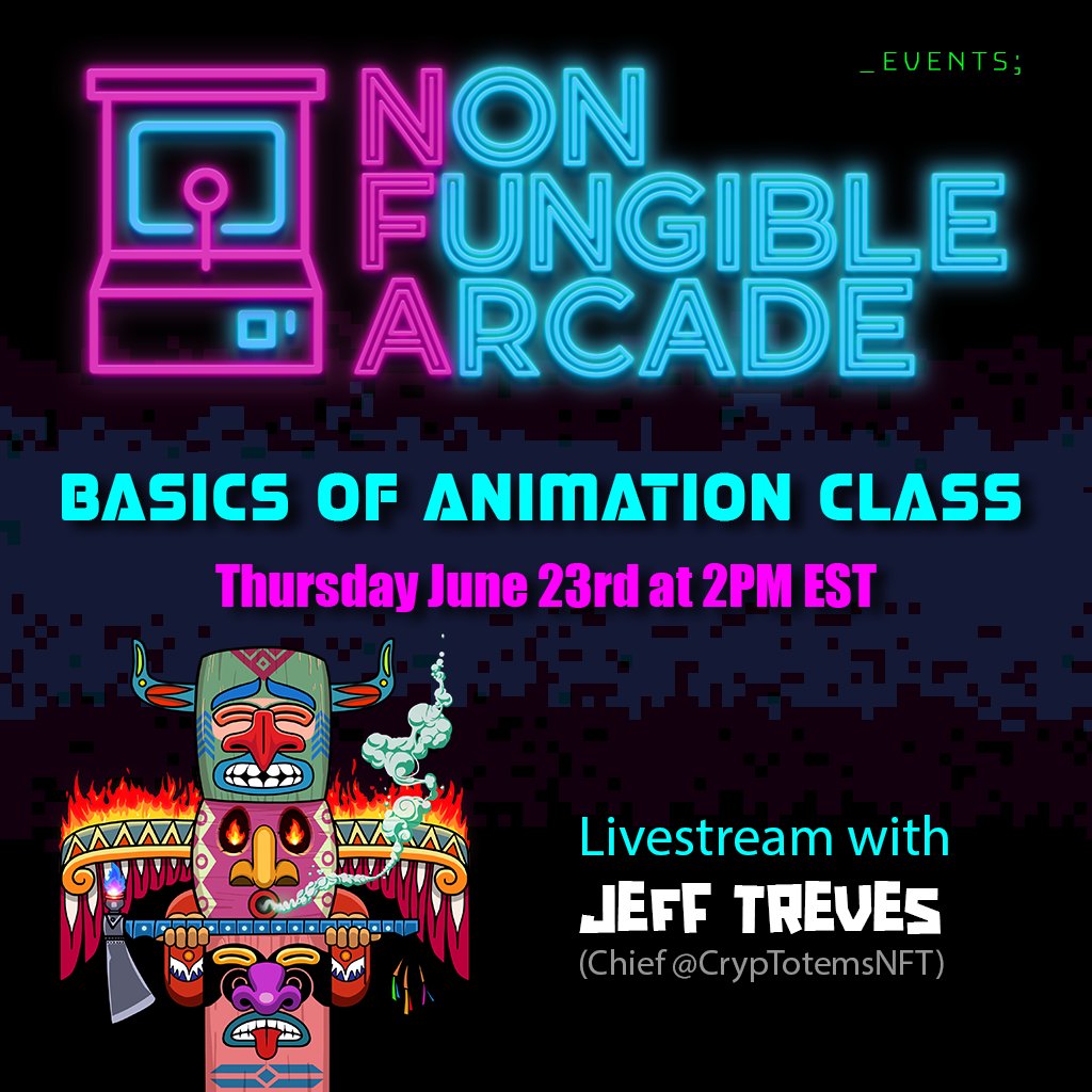 CrypTotems 👹 Luddites of the metaverse (@cryptotemsnft) on Twitter photo Chief (<a href="/TrevesStudios/">jefftreves.eth | Progressive hippie</a>) will be visiting <a href="/NFArcade/">Non Fungible Arcade</a> server tomorrow for a workshop. We'll talk about animation and answer your questions. See you there! Chief (<a href="/TrevesStudios/">jefftreves.eth | Progressive hippie</a>) will be visiting <a href="/NFArcade/">Non Fungible Arcade</a> server tomorrow for a workshop. We'll talk about animation and answer your questions. See you there!