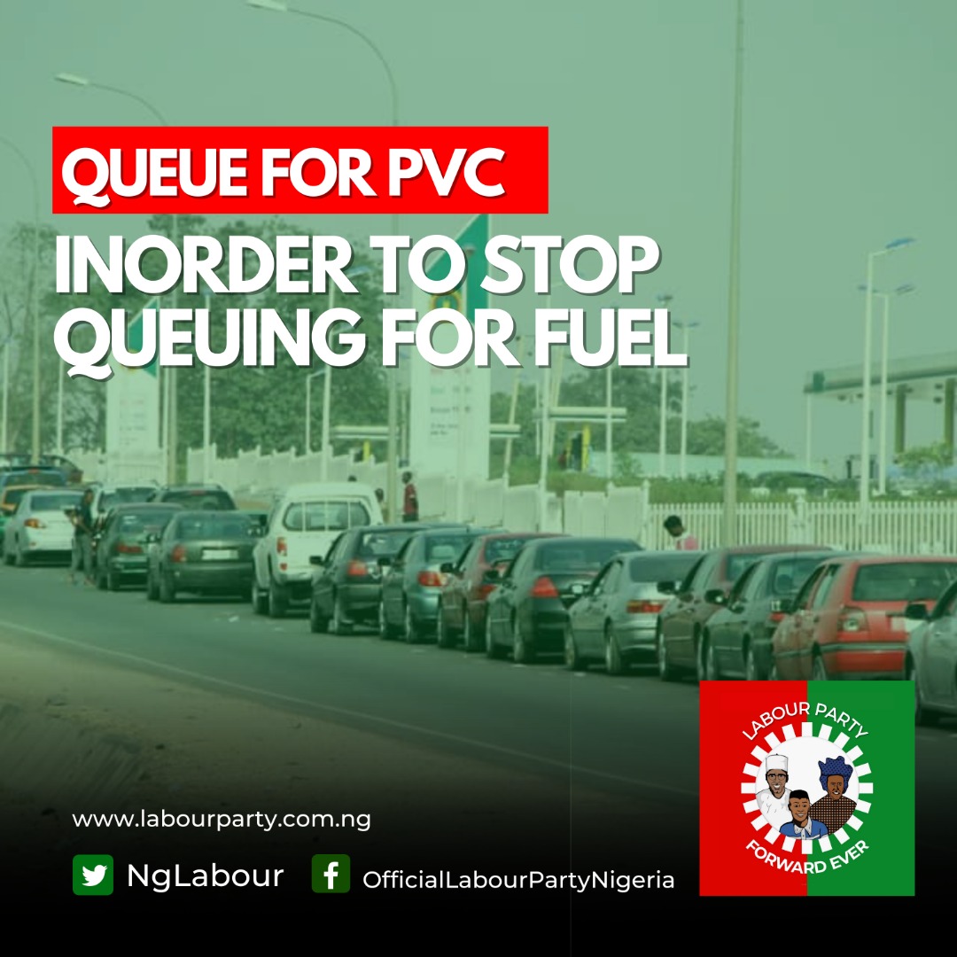 NgLabour's tweet photo. Hardworking Nigerians have suffered the most at the hands of unsteady and incompetent leaders.
This Fuel Scarcity is one more reason for you to vote Labour Party and rid Nigeria of leaders with zero empathy.

#votelabourparty #getyourpvc https://t.co/zAYaft8sKu