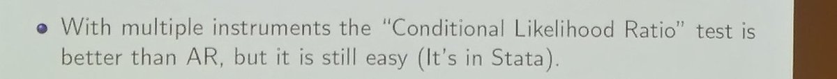 ElsasSusanne's tweet photo. As a Stata user I felt catched when Keane argued that implementing the appropriate test in situations with multiple instruments is still easy 👇😄 https://t.co/zI76JodFmD