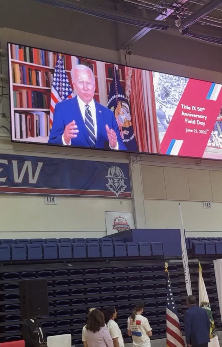 We had some special appearances today at our Title IX 50th Anniversary Field Day, including a virtual message from <a href="/POTUS/">President Donald J. Trump</a> and <a href="/VP/">Vice President JD Vance</a> <a href="/KamalaHarris/">Kamala Harris</a> and @SecondGentleman joining us in person! #TitleIX50