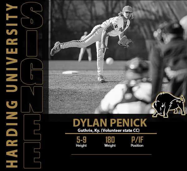 .<a href="/Harding_Base/">Harding Baseball</a> signed Dylan Penick (RHP, 5-9, 180) from Guthrie, Ky. Transfer from Volunteer State CC.

Bio: hardingsports.com/sports/basebal…

#GoBisons