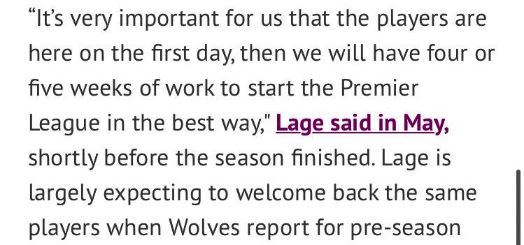 wwfcscott's tweet photo. In May, Bruno Lage requested for signings to be here ready before pre-season starts btw https://t.co/cfgGXe3GtB