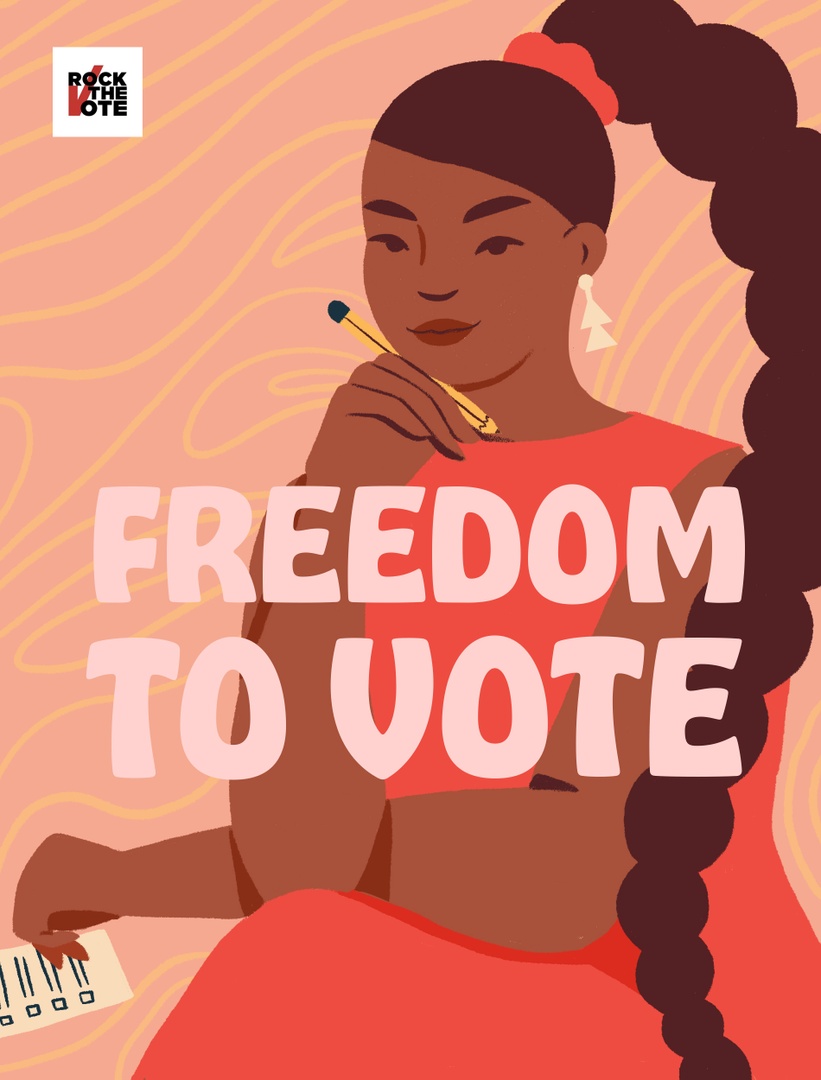 RockTheVote's tweet photo. We need leaders to protect our #FreedomtoVote. 
🎨 : ph.amm on IG https://t.co/emHM1KkWOZ