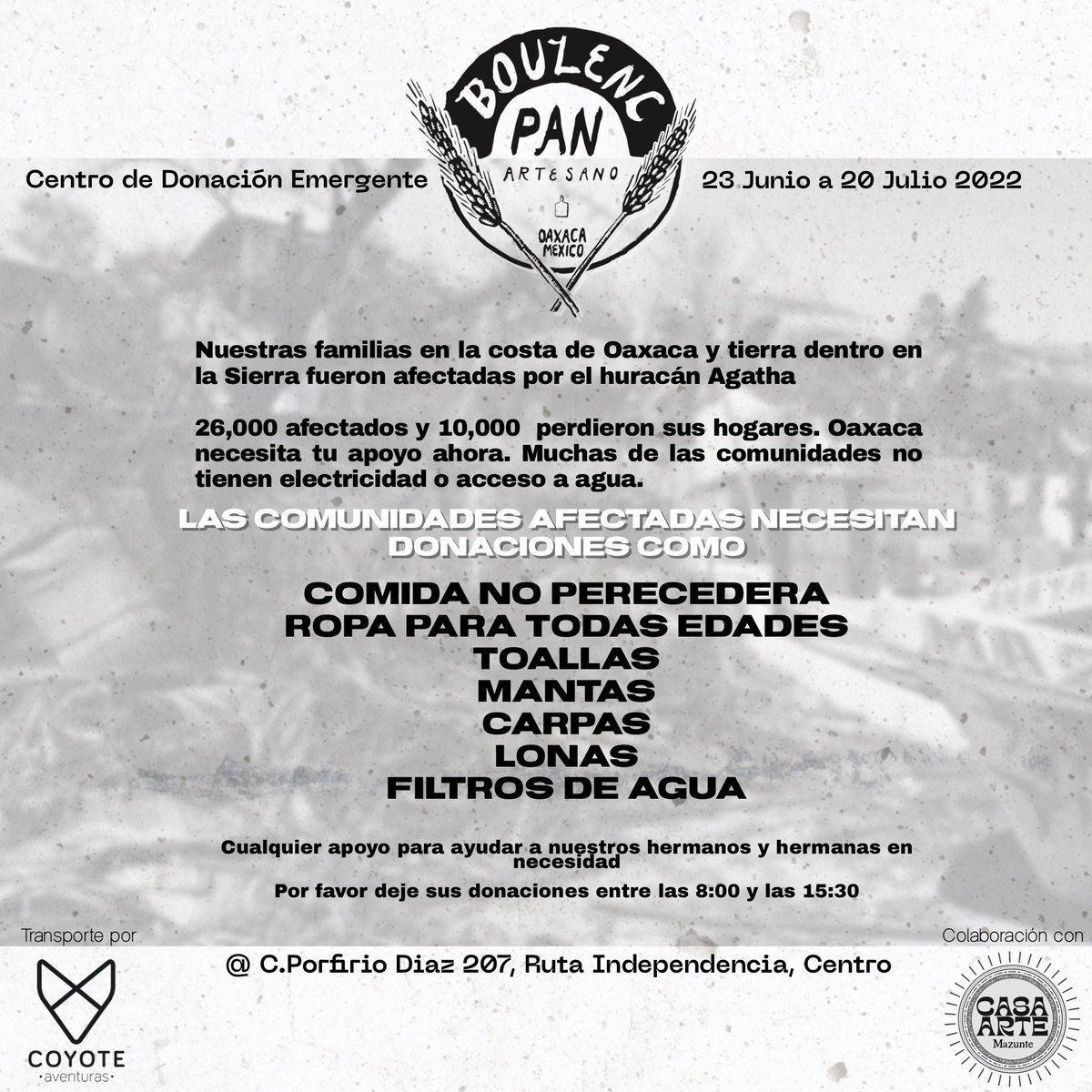 FourAethers's tweet photo. @boulencpan gracias por su ayuda las comunidades afectadas de #huracánÁgatha #oaxaca #apoyooaxaca https://t.co/IwTeHcZ3Wt