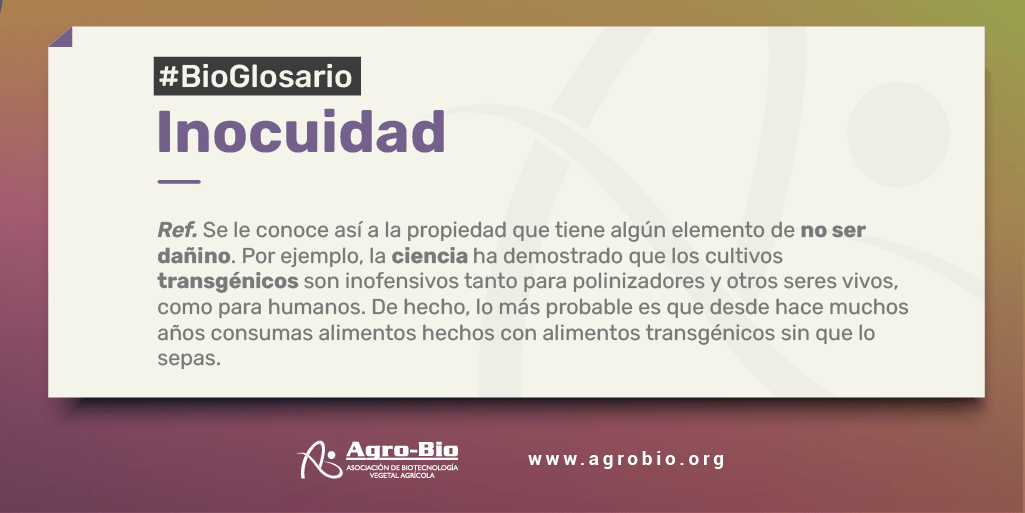 Agrobio_andina's tweet photo. #BioGlosario | Aunque no parezca, este es uno de los conceptos 📖 más importantes de la #biotecnología agrícola 🧬🌱, pues todos sus avances y desarrollos deben ser estrictamente #inocuos ⚕️ para los consumidores y productores 🧑🌾. https://t.co/K83H2kpNWW