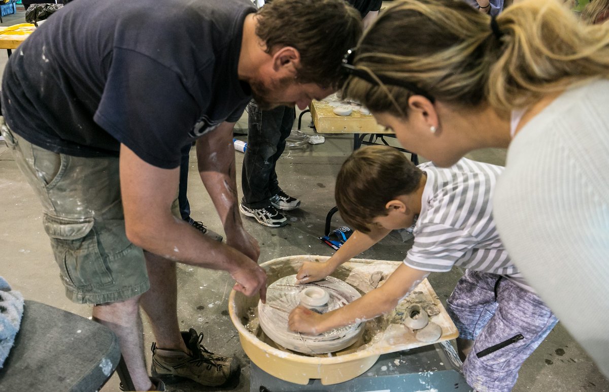 Steven Gerard &amp; friends are talented passionate pottery Makers! Come by this booth to try your hand at pottery and learn from the expert! There will be 5 pottery wheels with clay donated by Plainsman Clay and T&amp;T Pottery Supply! 
zcu.io/Y5tL