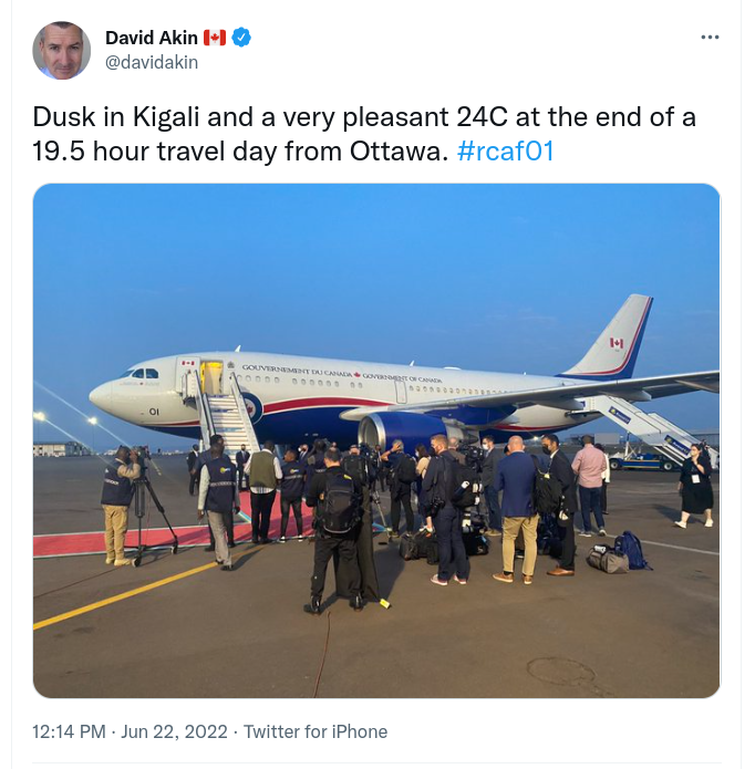 steffanwatkins's tweet image. #CFC01 departed Madrid 🇪🇸 for Kigali 🇷🇼 at ~08:00Z, and landed just over an hour ago per @davidakin, your intrepid Canadian reporter on the scene.