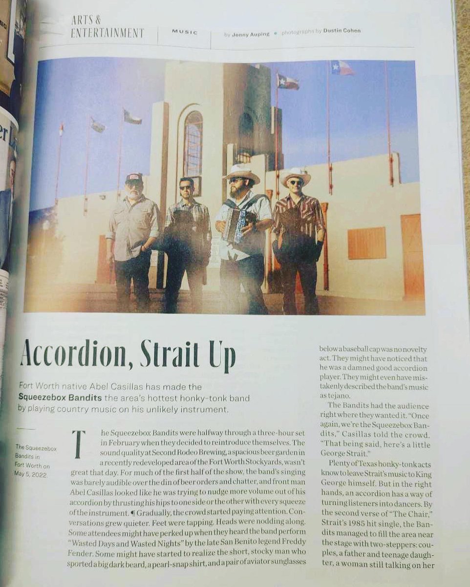 Squeezebox Bandits made the July 2022 <a href="/TexasMonthly/">Texas Monthly</a>