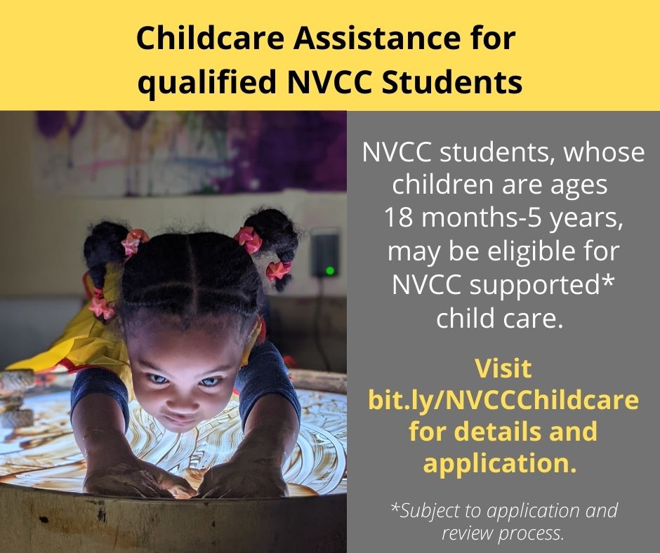 CTStateNV's tweet image. Need child care? NVCC students who have a child ages 18 months-kindergarten eligible may be eligible for NVCC supported* child care while attending classes. For the application and to learn more visit: nv.edu/labschool. *Subject to application and review.