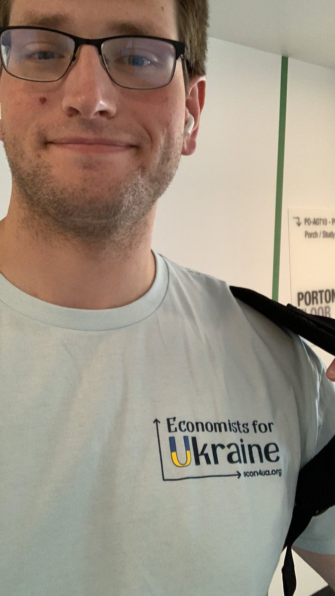 Happy my #Econ4UA shirt arrived just before Quals! One thing economists in the US should care about to help #Ukraine is cargo preference for food aid shipments. These rules are currently being debated in Congress. A brief post here: aei.org/american-boond…