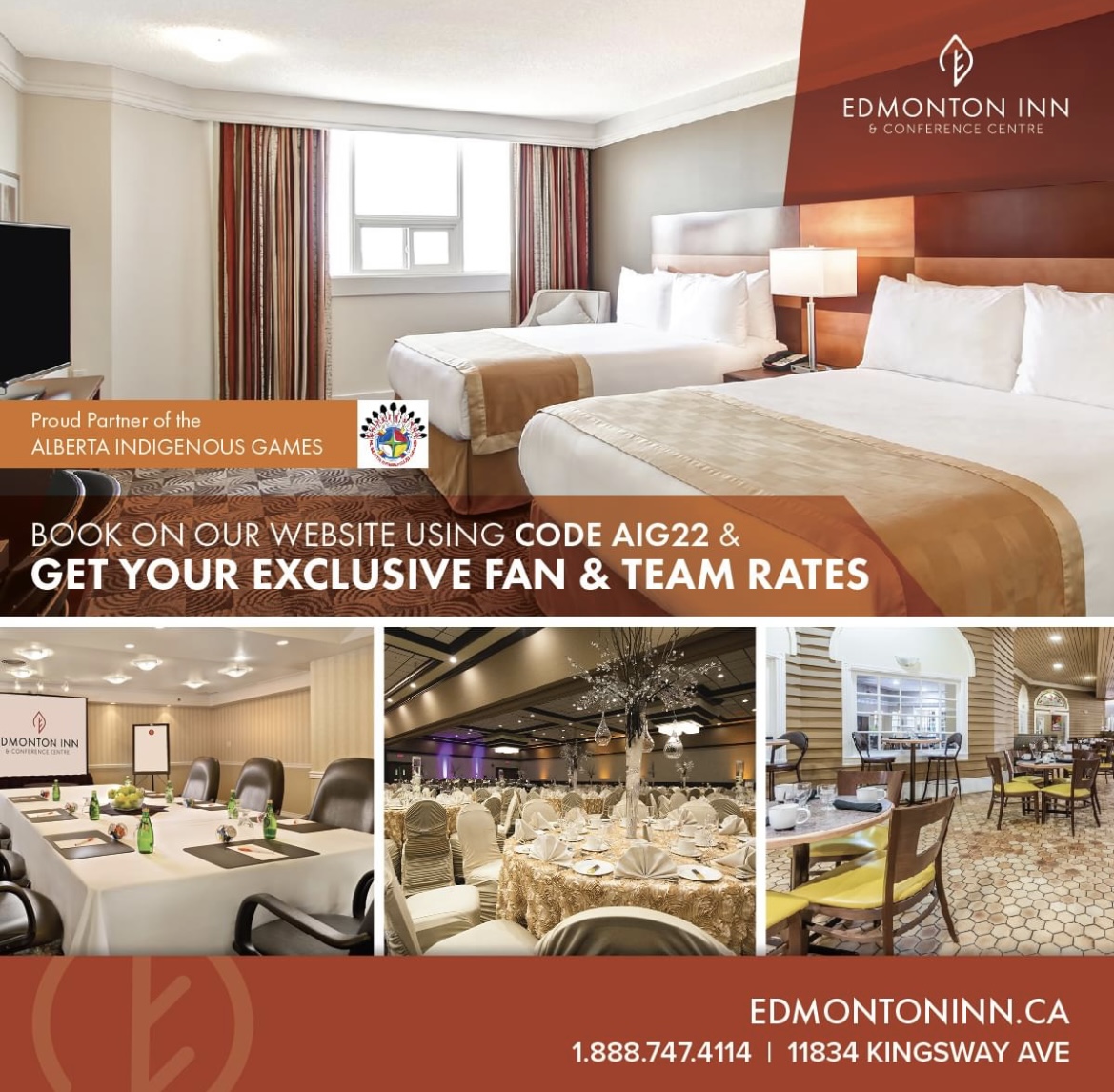AbIndGames's tweet photo. Announcing the Edmonton Inn &amp; Conference Centre  as another of our host hotels for 2022 AIG Games!!! 
Use code AIG22 or click the link to book now: https://t.co/Pe4WG2aA2z... 
#AIG2022 #yeg https://t.co/2ai6mNIr5B