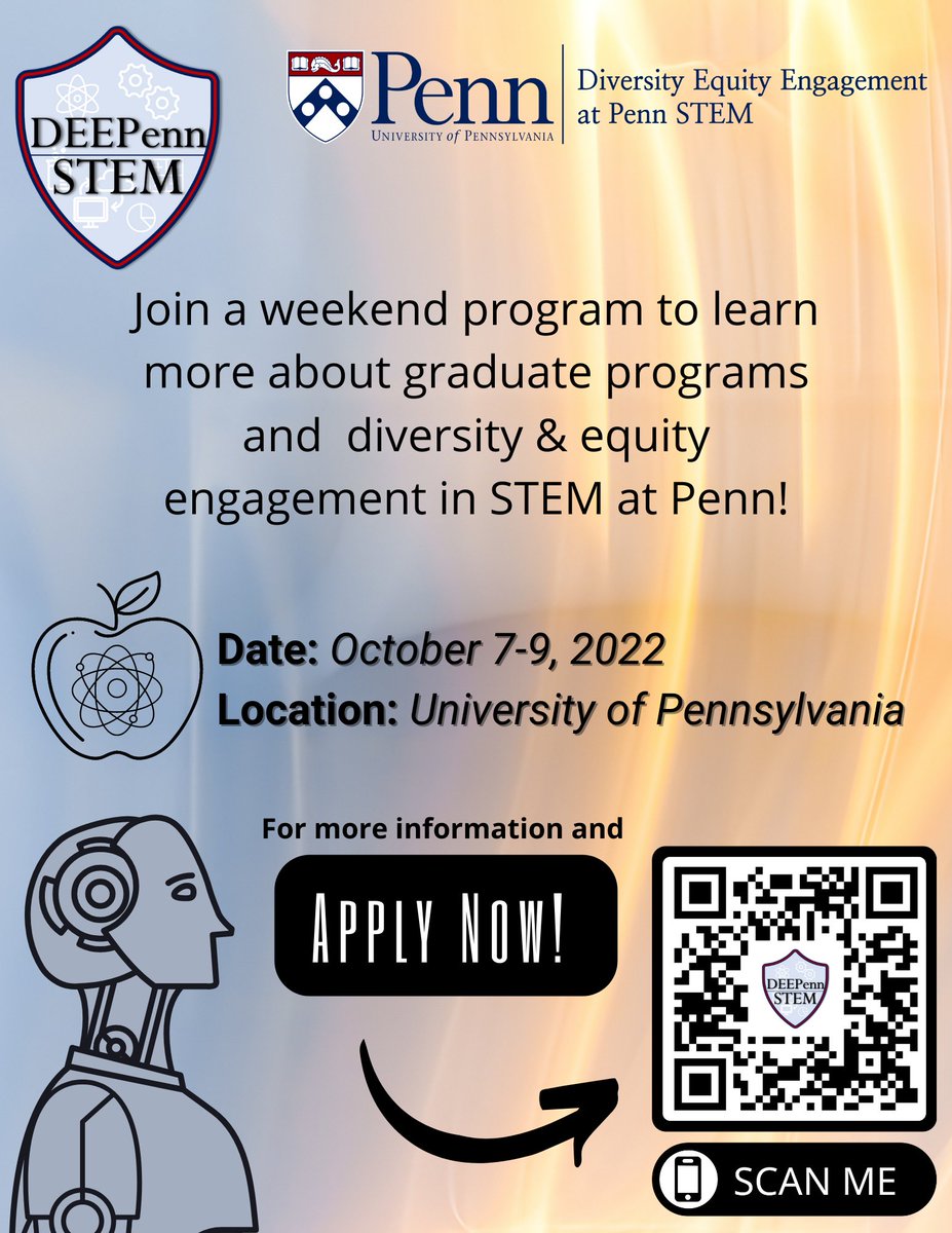 deepennstem's tweet photo. APPLICATIONS ARE NOW OPEN!! DEEPenn STEM is a program for rising sophomore and junior college students from underrepresented backgrounds. Selected attendees will learn about graduate school, and applications, and will be assigned a mentor for future guidance. Deadline July 15! https://t.co/BBTUWcnk5R
