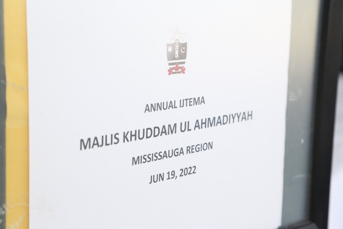 The 𝗔𝗻𝗻𝘂𝗮𝗹 𝗥𝗲𝗴𝗶𝗼𝗻𝗮𝗹 𝗜𝗷𝘁𝗶𝗺𝗮̄‘ (Spiritual Retreat) of Mississauga Region of Ahmadiyya Muslim Youth Association Canada was held at 𝗕𝗮𝗶𝘁𝘂𝗹 𝗛𝗮𝗺𝗱 𝗠𝗼𝘀𝗾𝘂𝗲, Mississauga, ON on June 19, 2022.

(Thread)

#IjtimaCanada #Mississauga #Sauga #SaugaCity