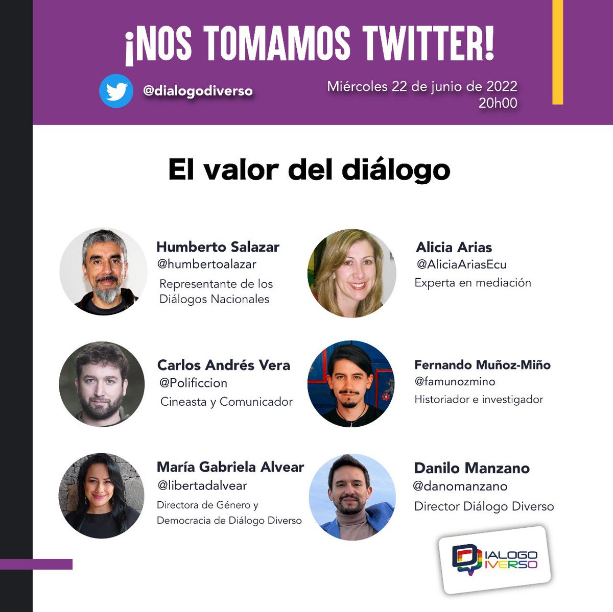 DialogoDiverso's tweet photo. #ParoNacionalEc2022

Ecuador vive un momento decisivo para la democracia. Acompáñanos a las 20h00 dialogar sobre el contexto actual del #ParoNacional junto a @AliciaAriasEcu @humbertoalazar @famunozmino @Polificcion @danomanzano @LibertadAlvear https://t.co/mLDBIuMblG