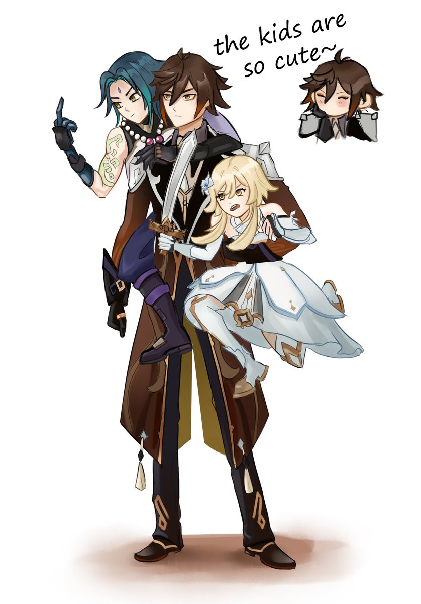 BlueOvercast's tweet photo. Дед на прогулке с в��уками

#Zhongli #Lumine #Xiao #Genshin https://t.co/ojsXV5NOiP
