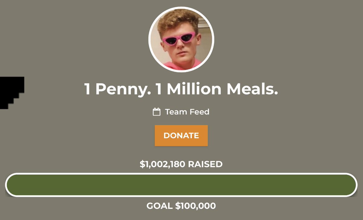 RyanTrahan's tweet image. we just broke $1,000,000 raised for Feeding America through our fundraiser 😭😭😭 crying irl