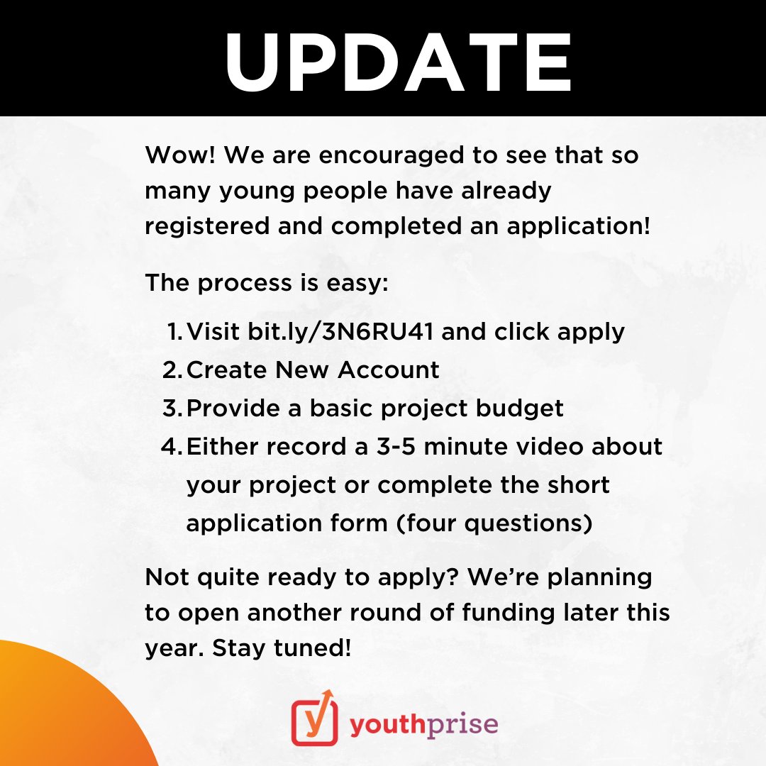 UPDATES:
Wow! We are encouraged to see that so many young people have already registered and completed an application! 

Deadline: June 28th, 2022. Applications are due at 11:59 pm CST.

#Minneapolis #Youth #Grants #Entrepreneur #smallfunds #youngpeople