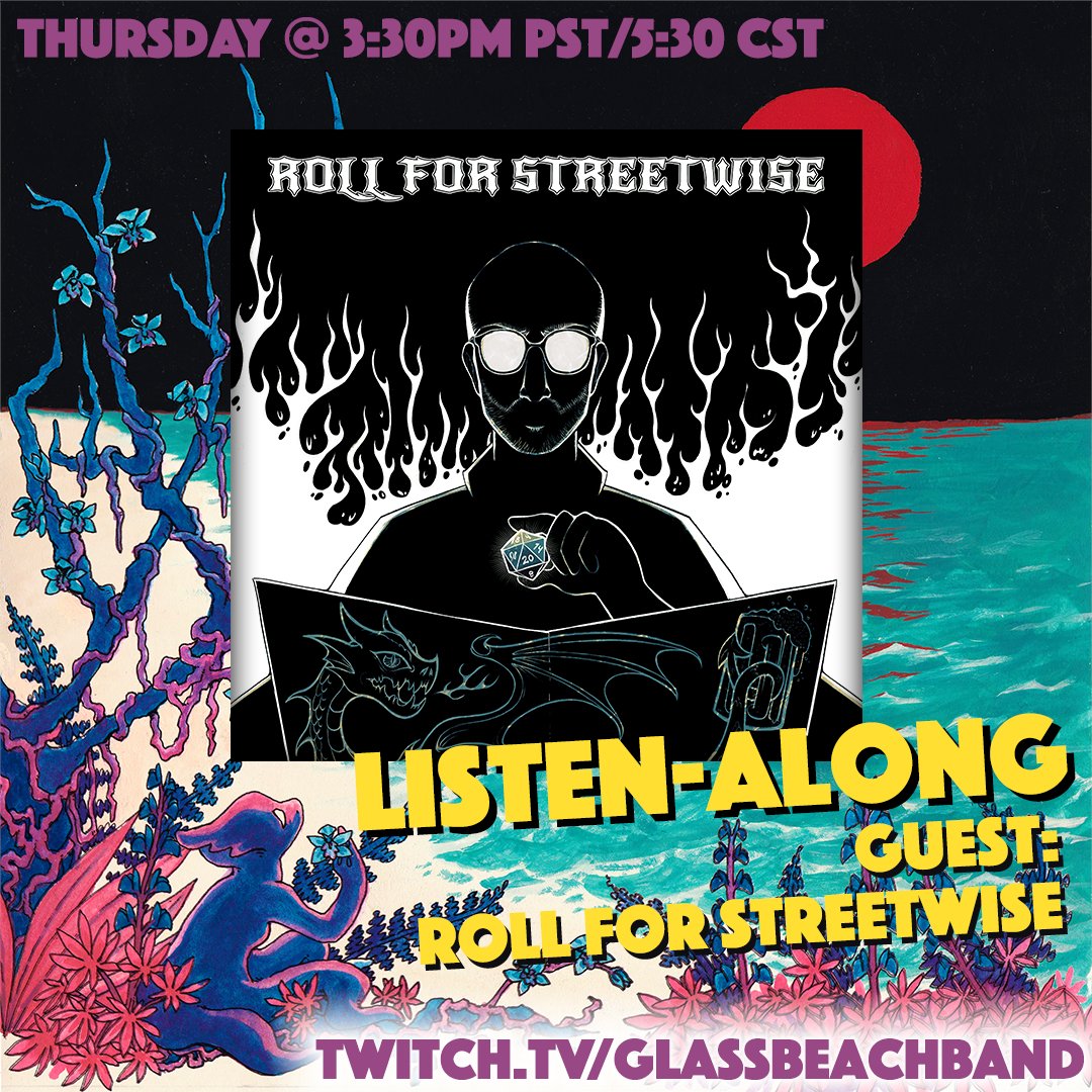 _listenalong's tweet photo. Got 2 new Listen-Alongs this week! One tomorrow at 3:30pm Pacific for the side project glass beach worked on with @TheMikeBachmann "Roll for Streetwise" by @RollStreetwise and then Sunday at 10am Pacific "Bothered / Unbothered" by @Skatunenetwork ! Come hang out! https://t.co/sRDno71WOW