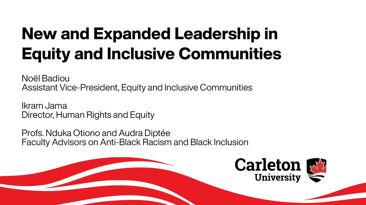 Along with <a href="/CU_President/">President & Vice-Chancellor of Carleton University</a>, I am pleased to announce four important appointments that will further enhance <a href="/Carleton_U/">Carleton University</a>’s collective capacity to lead in human rights, EDI and Black inclusion. newsroom.carleton.ca/2022/new-leade…