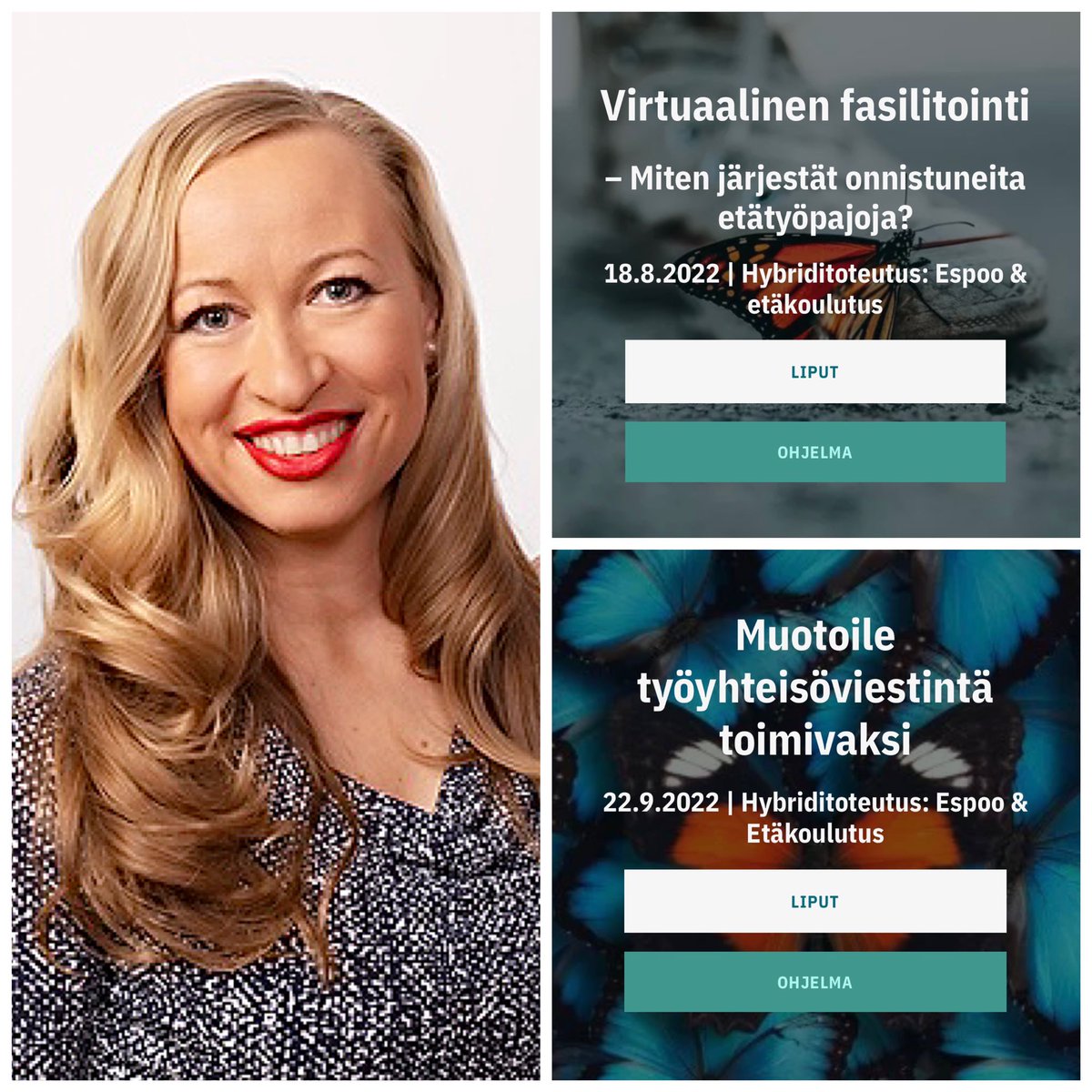 Ihan kohta alkaa kesäloma, mutta sen jälkeen tulossa mm. nämä @Professio_FI koulutukset. Tsekkaa ohjelma ja ilmoittaudu mukaan!

professio.fi/product/virtua…

professio.fi/product/muotoi…

#professio #viestintä #koulutus #valmennus #fasilitointi <a href="/kaiku_fi/">Viestintätoimisto Kaiku</a>