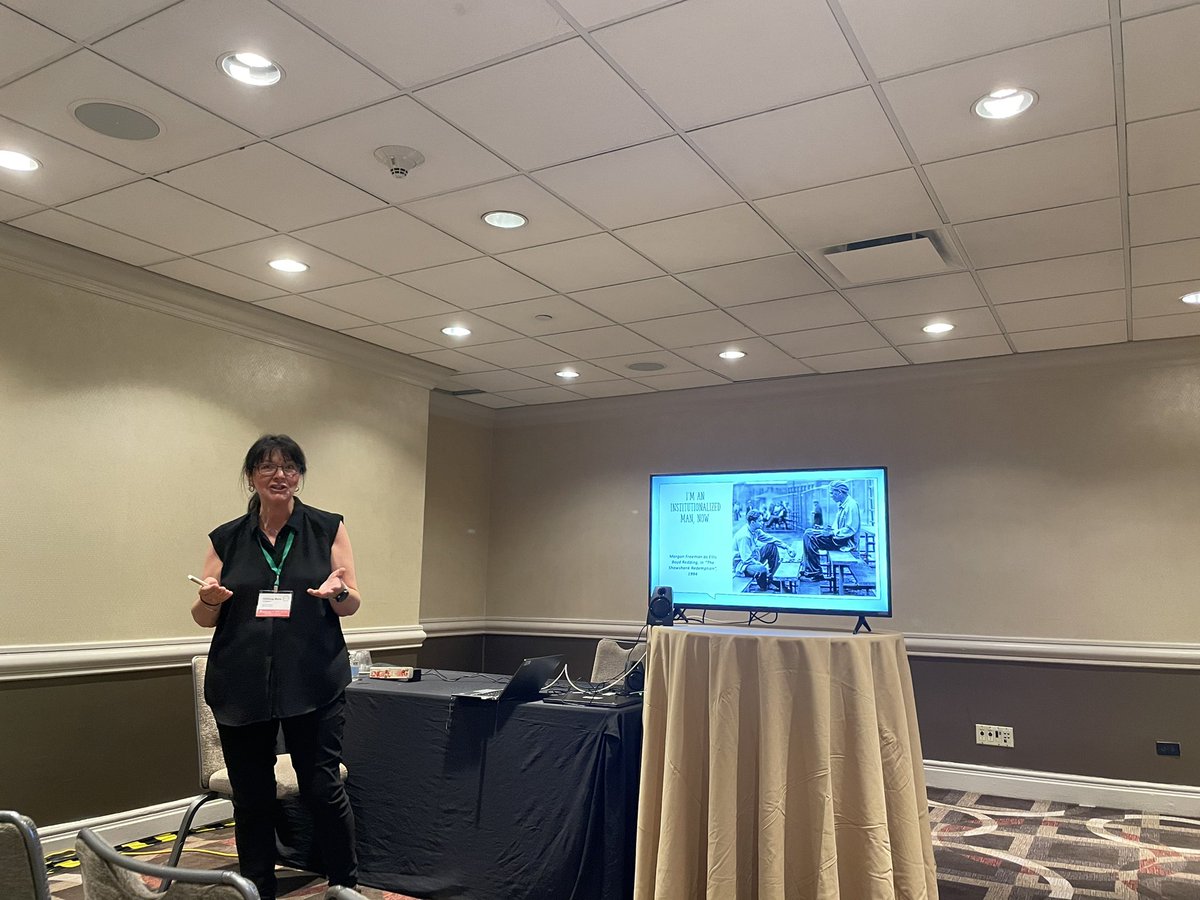 Junko_Yamamoto's tweet photo. Oddlaug Marie Lindgaard presenting on Creating Change by Role Modelling and Practice @aace #EDIL22 https://t.co/Po9CTH7p4a