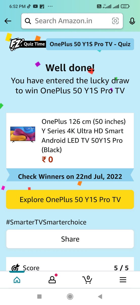 Brajendrabhl's tweet photo. @OnePlus_IN 
@amazonIN 
#SmarterTVSmaterChoice https://t.co/8xsiW3Tz44