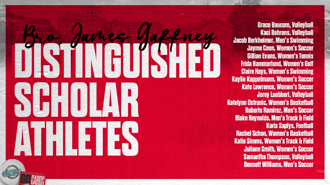 1️⃣9️⃣ Cardinals earn GLVC Bro. James Gaffney Distinguished Scholar Award ⤵️ 

🔗 bit.ly/3QQtnnc