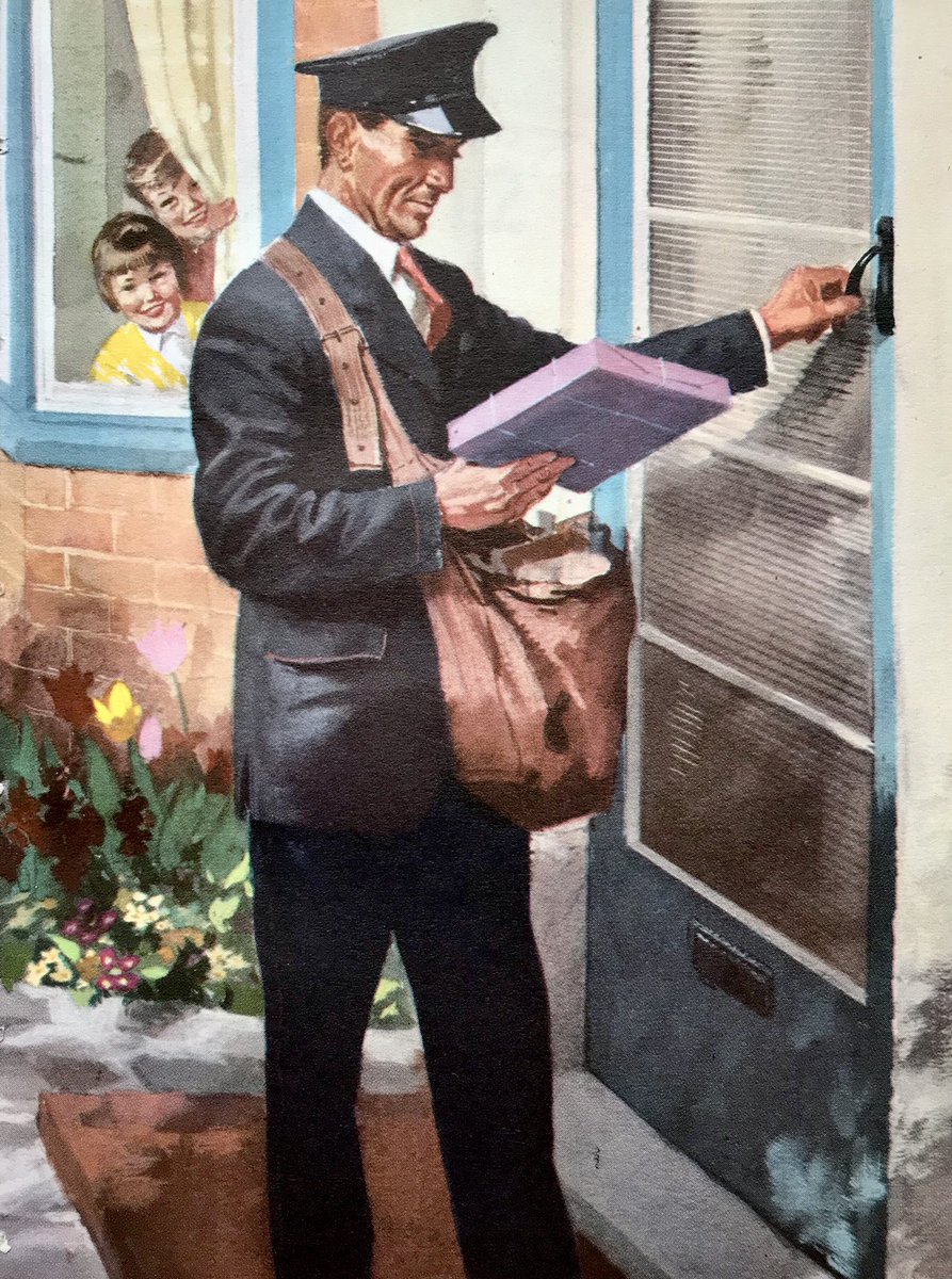 Before online shopping. When the delivery of a parcel meant it was probably someone's birthday #HarryWingfield (1960)