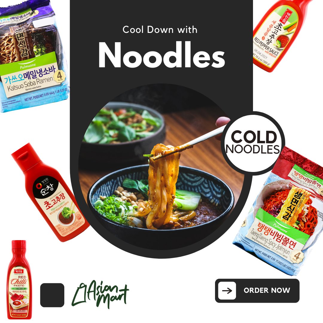 a_mart_official's tweet photo. Get everything you need for this 🍜cold noodle 🍜sensation at https://t.co/2B2Ywf0LH4 

#noodles #cold #asianmart #ramen #soba #paste #food #SaturdayMorning #SaturdayVibes #SATURDAY #Saturdayss https://t.co/7sUj1qUrFA