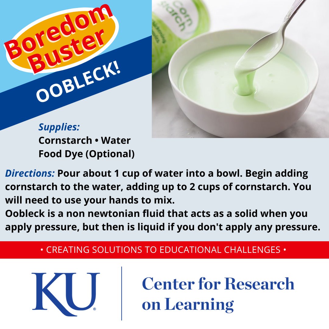 On this rainy day, it's good to have an indoor project for the kids! Fight the summer boredom blues with a BOREDOM BUSTER!
Do you know the science behind why this mixture behaves the way it does? #commentbelow
#summerfunforkids #boredombuster #activitiesforkids