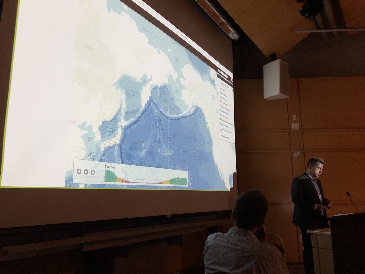 ⁦@UVicHumanities⁩ researcher Tim Cunningham presents animated map of gray whale history in North Pacific at ⁦<a href="/oceans_past/">Oceans Past Initiative</a>⁩ conference at University of Washington. Map built with⁩ Humanities Computing and Media Centre at ⁦⁦<a href="/uvic/">UniversityOfVictoria</a>⁩