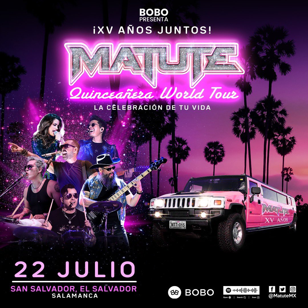 ¡Familia ochentera de EL SALVADOR, estamos MUY emocionados de visitar su país por primera vez con nuestro #QuinceañeraWorldTour💗🖤, nos vemos el próximo 22 de Julio, los boletos ya están a la venta en <a href="/TodoTicketSV/">TodoTicket El Salvador</a>, no se lo pueden perder! 🙌🏼🔥 bit.ly/3xONMAa