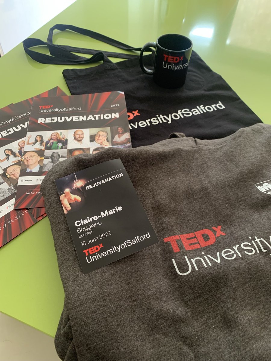 CMBoggiano's tweet photo. I have just about recovered from all the excitement of @TEDxUofSalford on Saturday!  The theme was #Rejuvenation. What a fabulous event!! My TEDx Talk was about #BreakingEggs, #JoiningDots &amp; #BuildingGladiators   And check out all the goodies! https://t.co/hfFclEUcGb