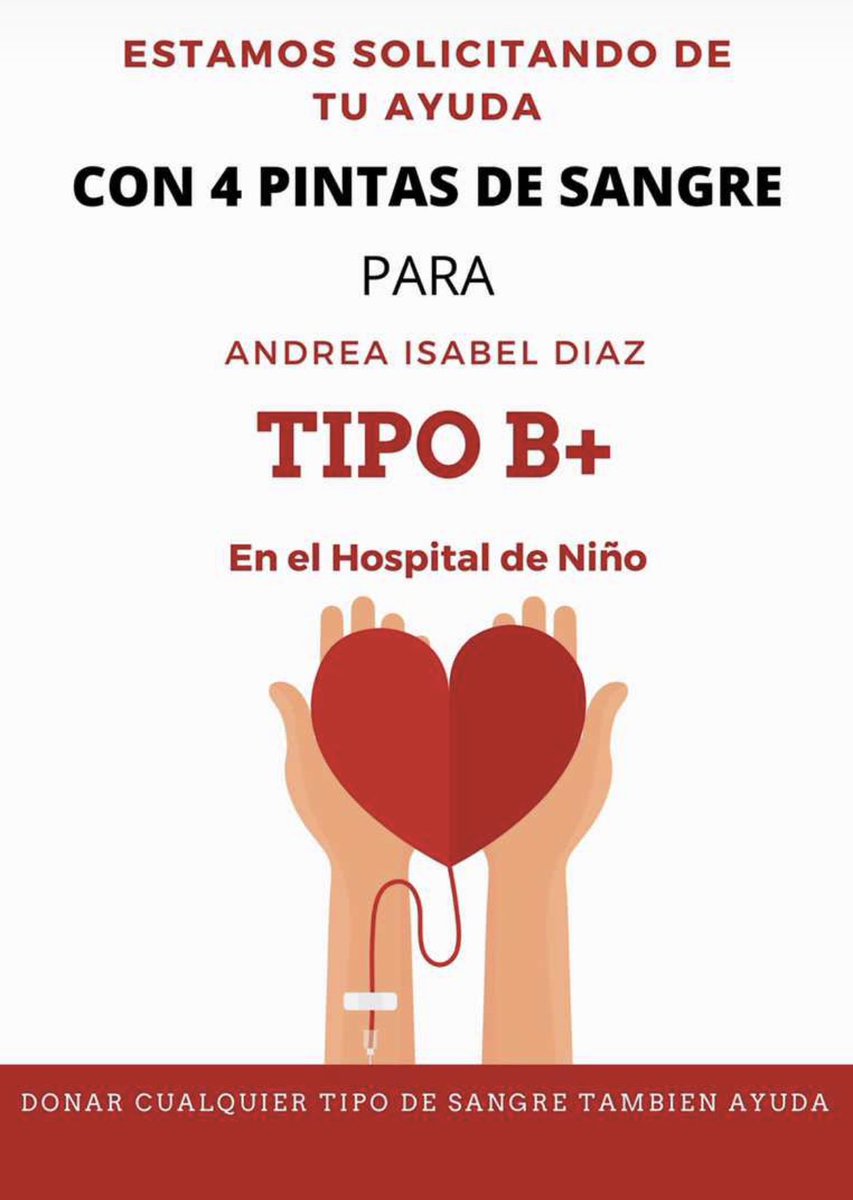 Se necesita sangre para Andrea Isabel Diaz, Tipo B+ en el Hospital del Niño <a href="/Hospitaldelnin1/">Hospitaldelnino.pty</a> Favor RT
