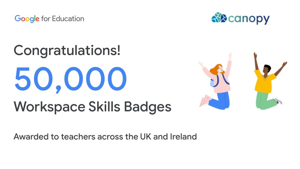 🤯 Wow! 
🏆 50,000 #WorkspaceSkills badges earned by educators across the UK &amp; Ireland. Bravo to all of the staff and teachers who have enjoyed #gamification and #digitalbadges during #GoogleEdu #GooglePD. 
🎉 Keep them coming! 

#GEG #GoogleET #GoogleEI #GoogleEC