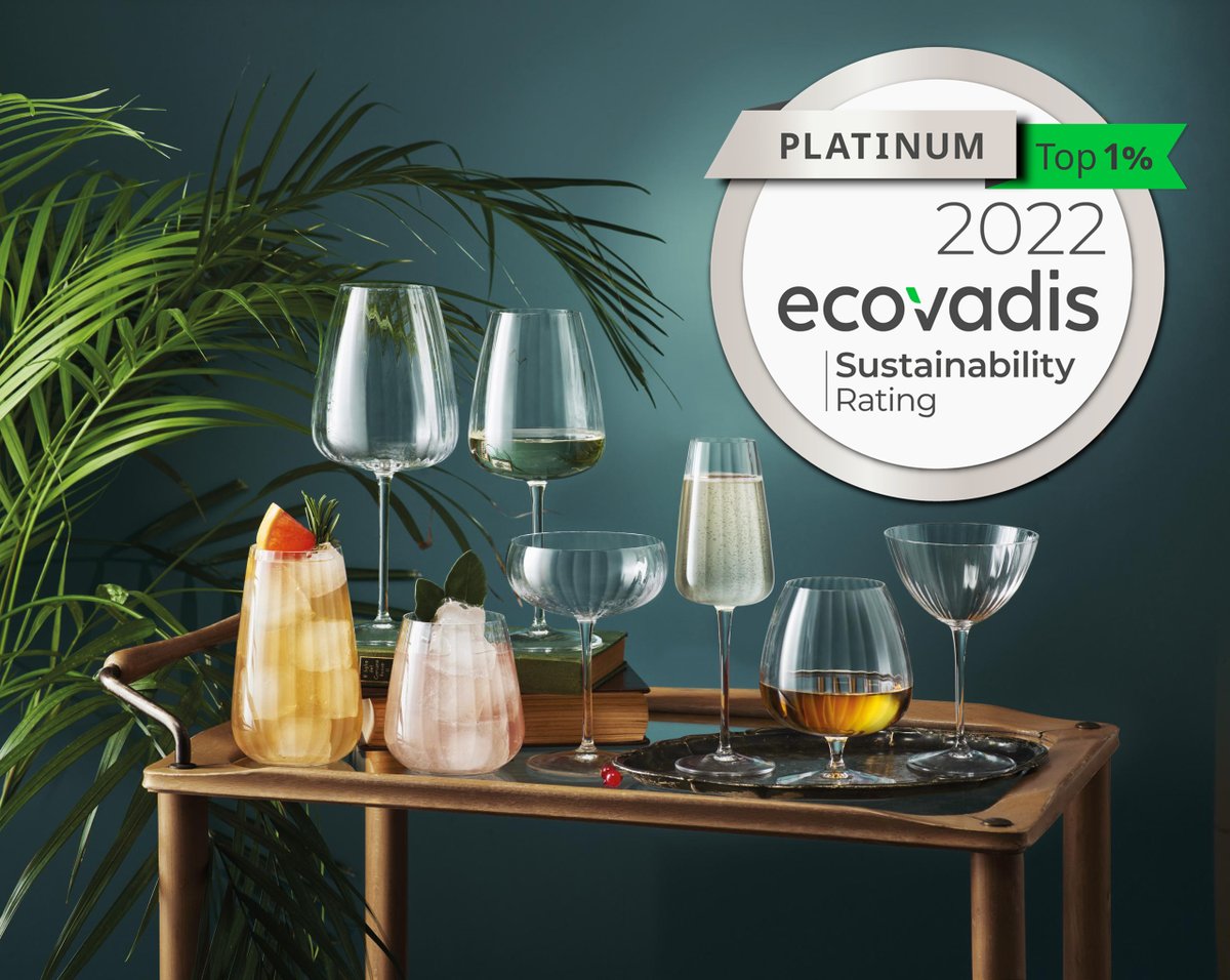 Our Luigi Bormioli brand has once again been ranked amongst the top 1% of companies assessed by EcoVadis for sustainability. They've taken thoughtful steps to reduce carbon dioxide emissions and water usage to ensure a greener future for us all.