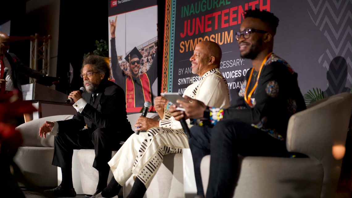 calstate's tweet image. The CSU convened its inaugural biennial Juneteenth Symposium June 15-16, to celebrate Black history and achievement and promote & sustain the anti-racism work underway across the CSU's campuses.
Learn how the CSU continues to promote inclusive excellence: bit.ly/3Ox5kHJ