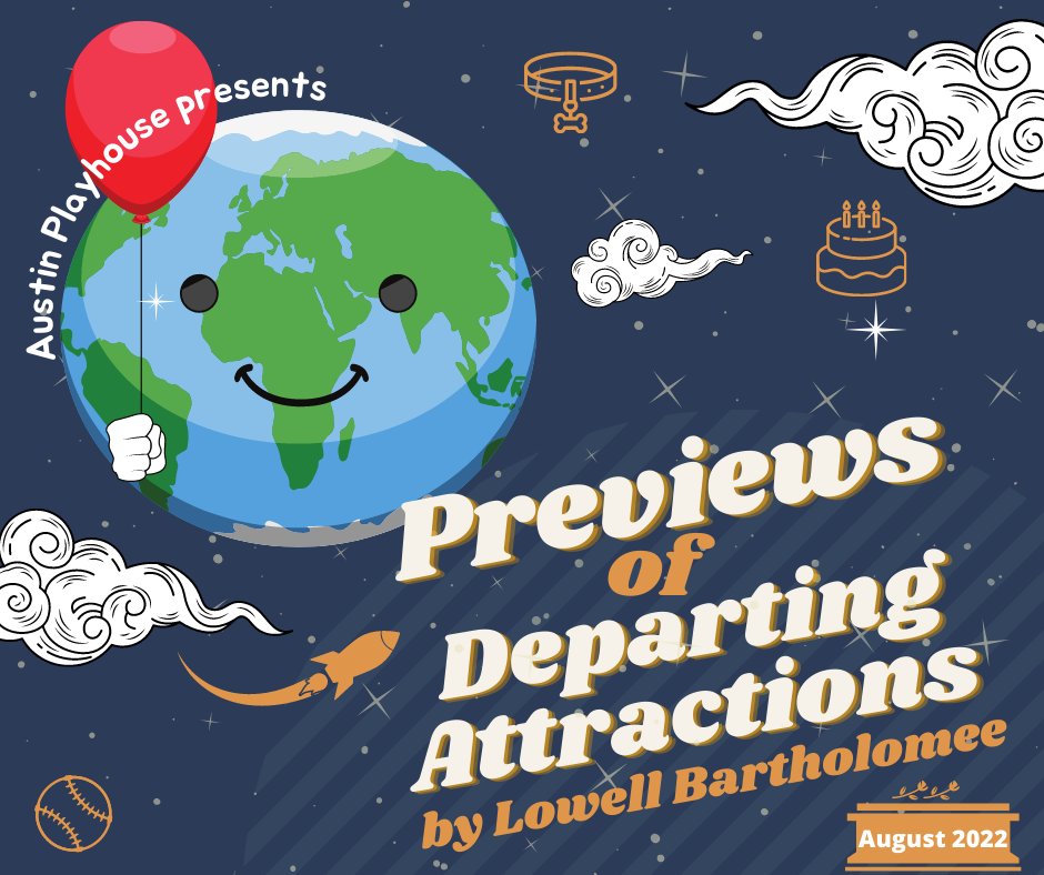 Coming to Austin Playhouse West Campus: Previews of Departing Attractions, a collection of short plays written and directed by Lowell Bartholomee!

Running August 5-20, 2022.
🎟 bit.ly/3QoSf55

#APPreviews 
#ATXTheatre